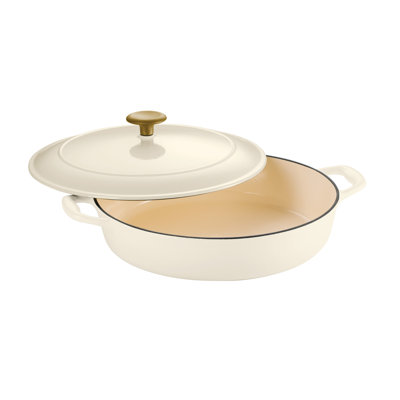 Tramontina Bestow 4 Qt. Enameled Cast Iron Round Gourmet Braiser with Lid