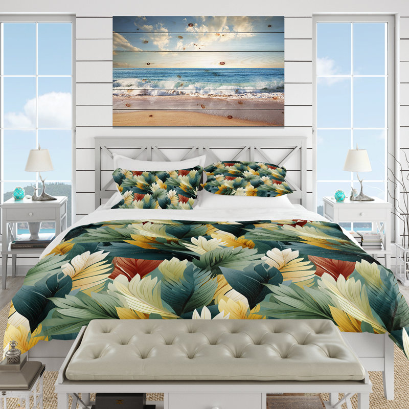 Jungle Tropical Palms Composition - Ensemble de housse de couette tropical - Microfibre de polyester