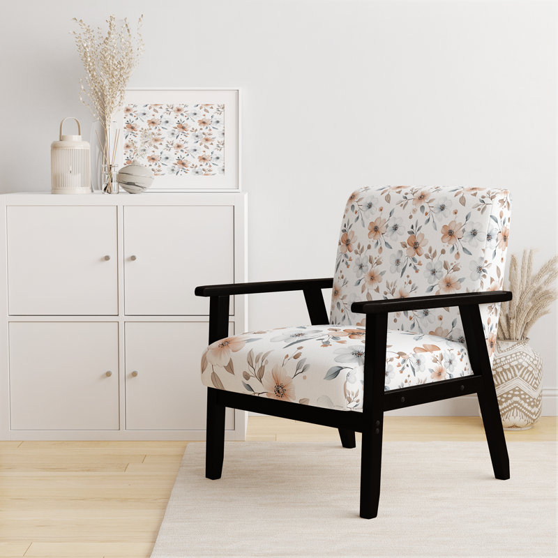 Chaise d'appoint Floral - fauteuil Nomadic Bloom Brown, Accoudoirs carrés noirs