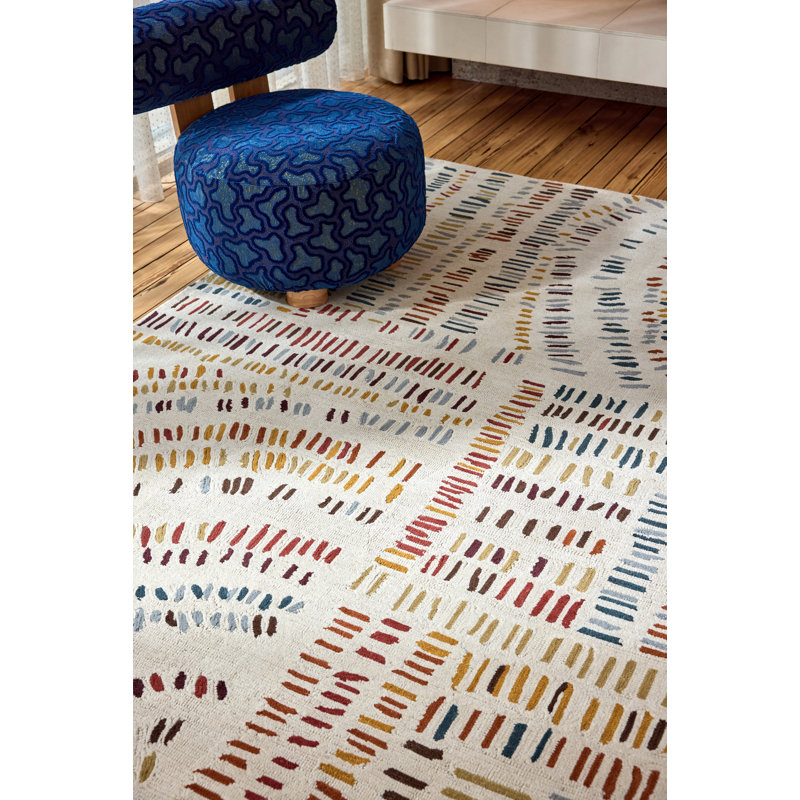 Frescoes Handmade Wool Abstract Area Rug, Rectangle 8'2 x 11'6