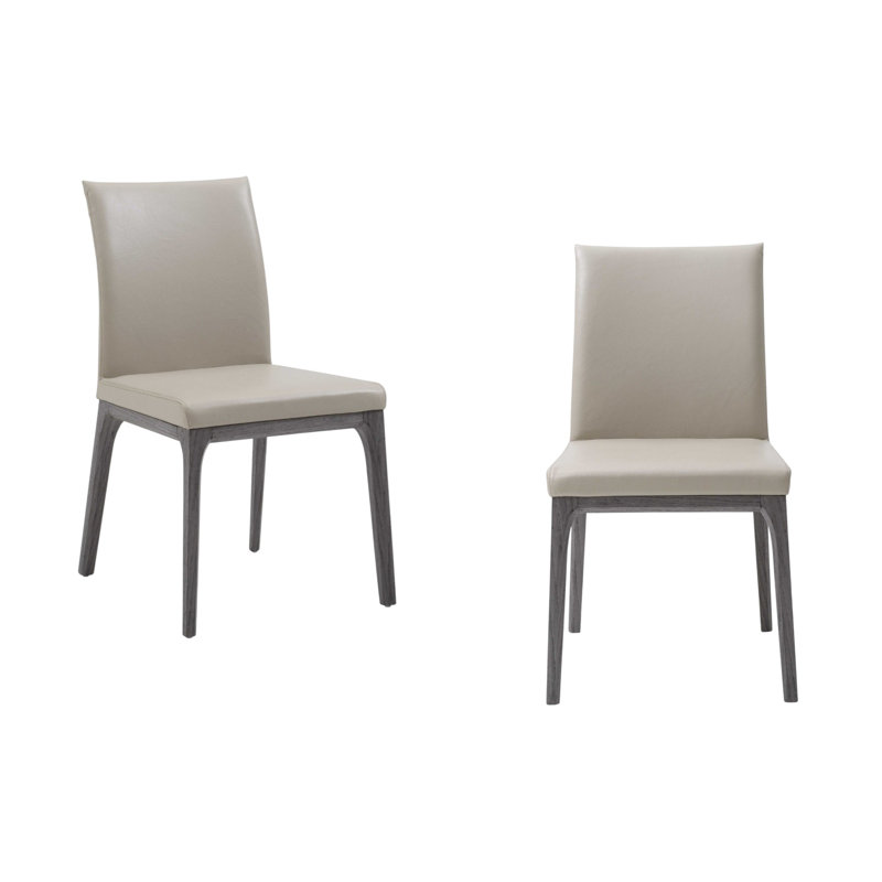 Ensemble de deux chaises d'appoint de salle à manger rembourrées en similicuir taupe et gris
