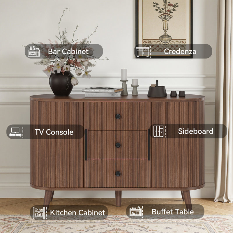 Buffet 47,2 "à 3 tiroirs 47,2" Modern, Tanné