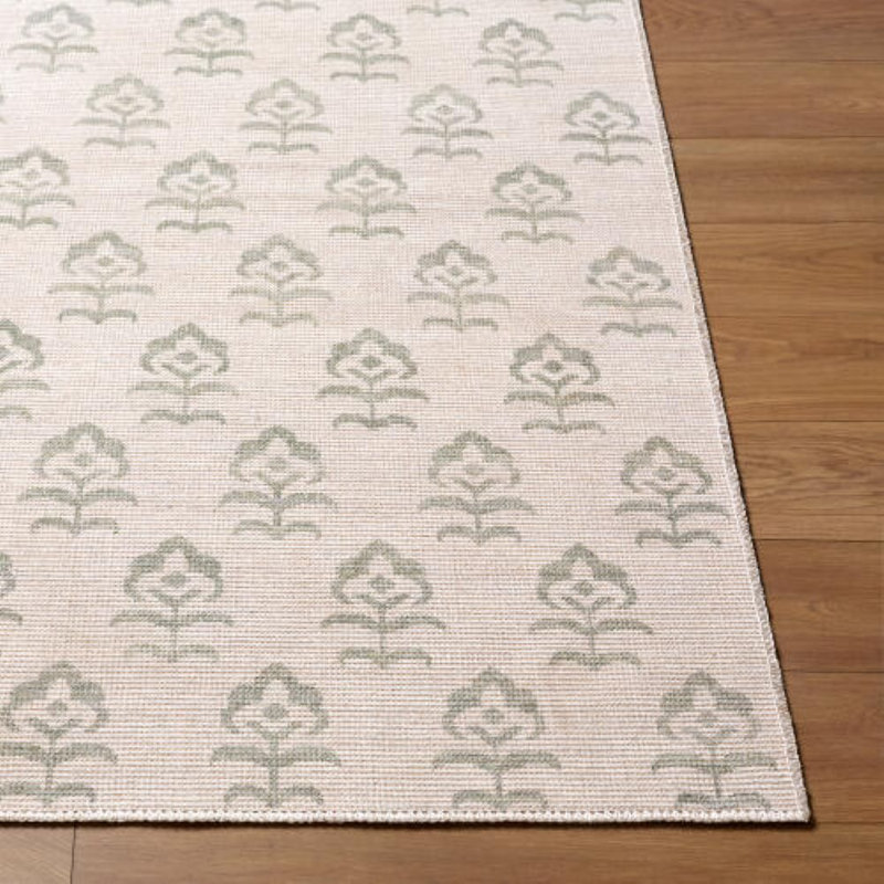 Jenni Yolo Home x Livabliss Flora Rug, Rectangle 6'7" x 9', Ivory/Sage