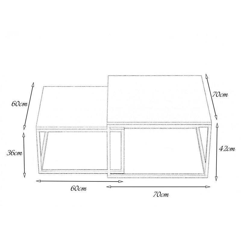 Elcid Sled Coffee Table, 42 cm x 70 cm x 70 cm, Oak