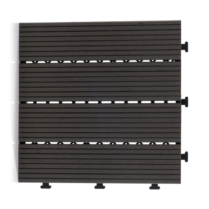 12'' L x 12'' W Composite Interlocking Deck Tile, Gray