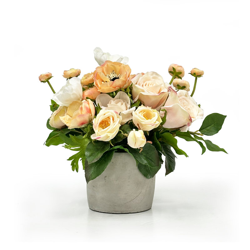 Roses And Anemone In A Pot