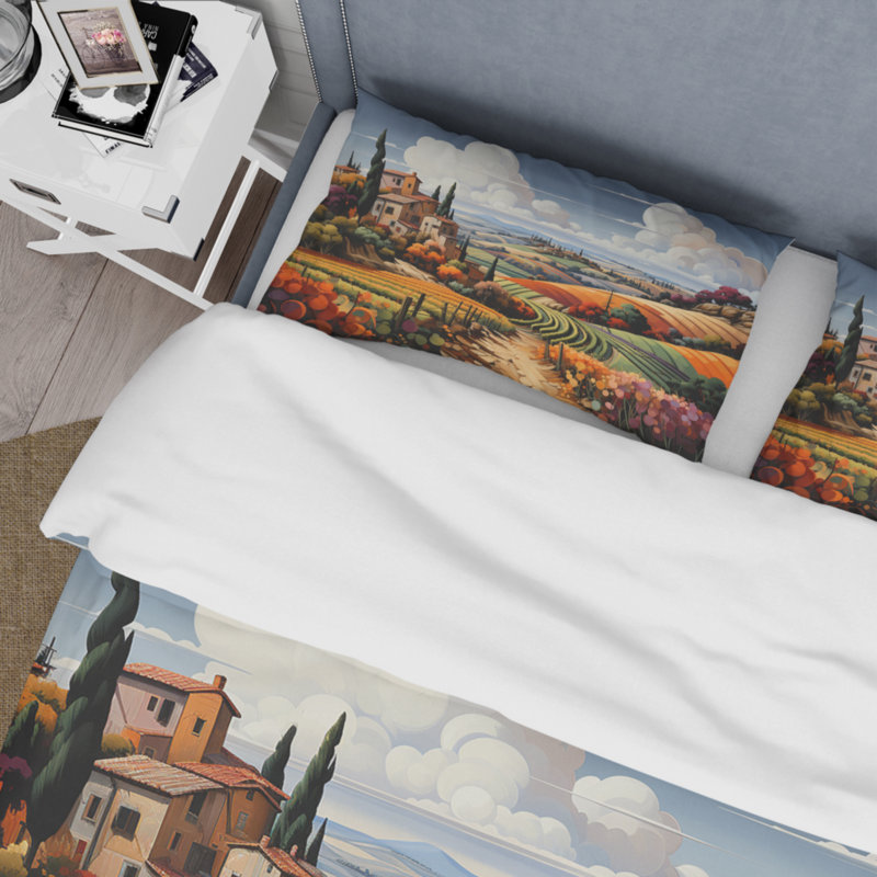 Ensemble de housse de couette en microfibre / polyester Italy Tuscan Vineyard I Bedding