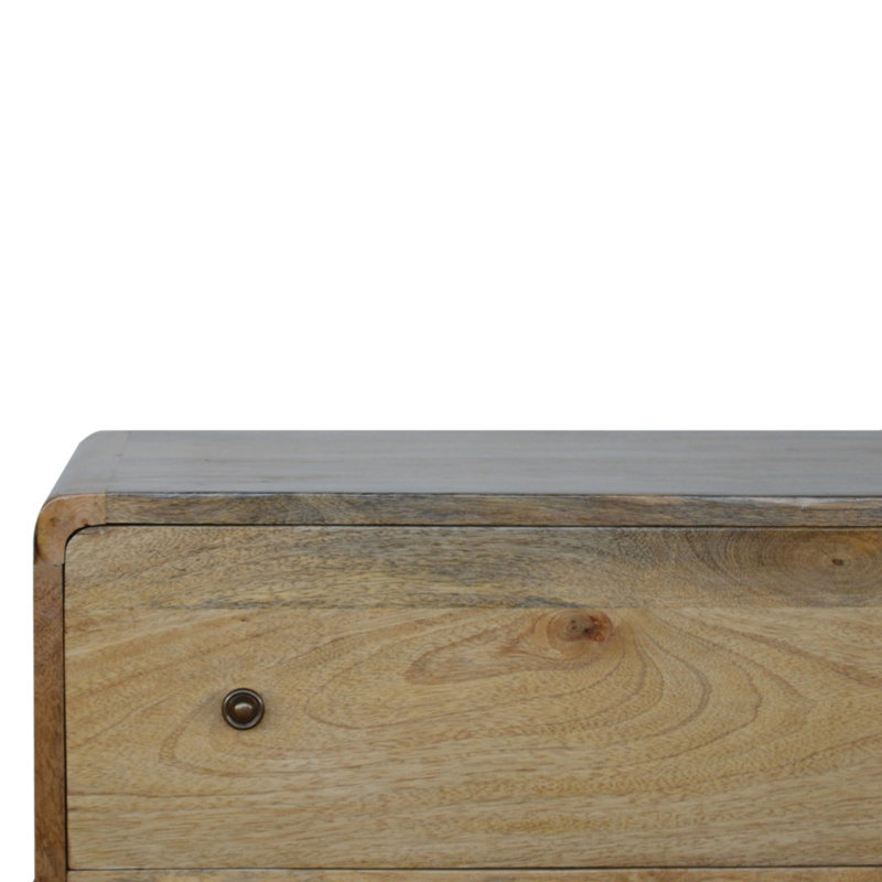 Commode courbée en chêne-ish, 3 tiroirs, pieds nordiques, brun clair, Chêne