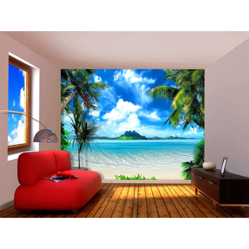 Panneau mural en l 11,8' l’x l 106 po tropical beach turquoise ocean