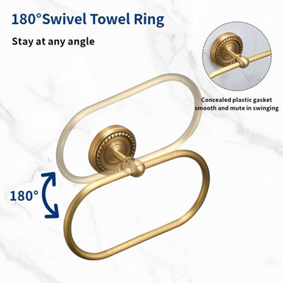 Anneau porte-serviettes ovale UFINE en laiton antique, fixation murale.