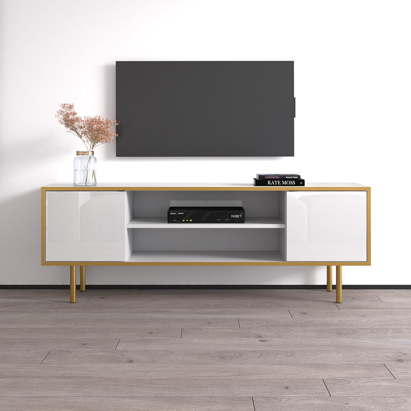 Ellen-Belle 64.6" Modern TV Stand with High Gloss Finish, White