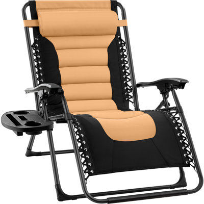 Danny-James Oversized Padded Zero Gravity Chair, Folding Outdoor Patio Recliner w/ Side Tray