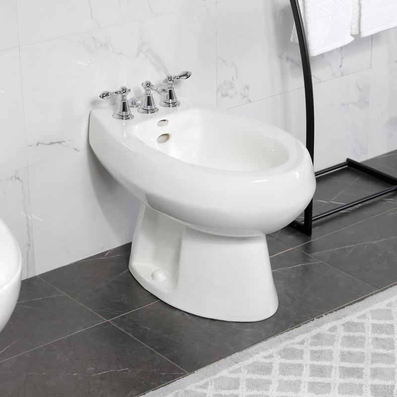Robinet de bidet vertical à trois poignées Victorian, Chrome poli