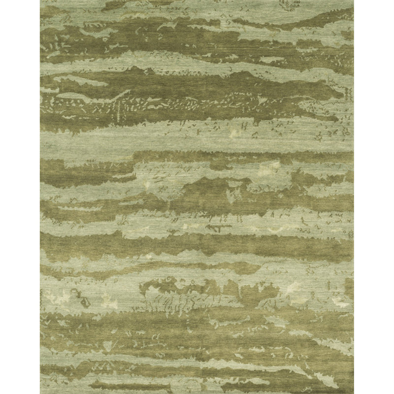 Hermitage Abstract Hand-Knotted Seafoam/Green Area Rug, Rectangle 2' x 3'