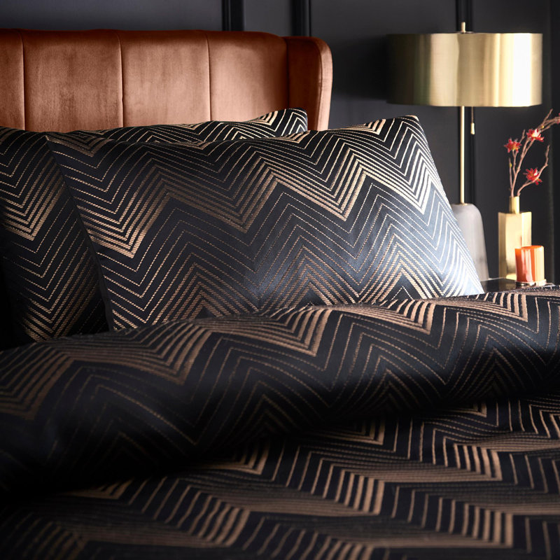 Laurence Llewelyn-Bowen Cocktail Duvet Cover Set Black, Double Duvet Cover + 2 Standard Pillowcases, Black