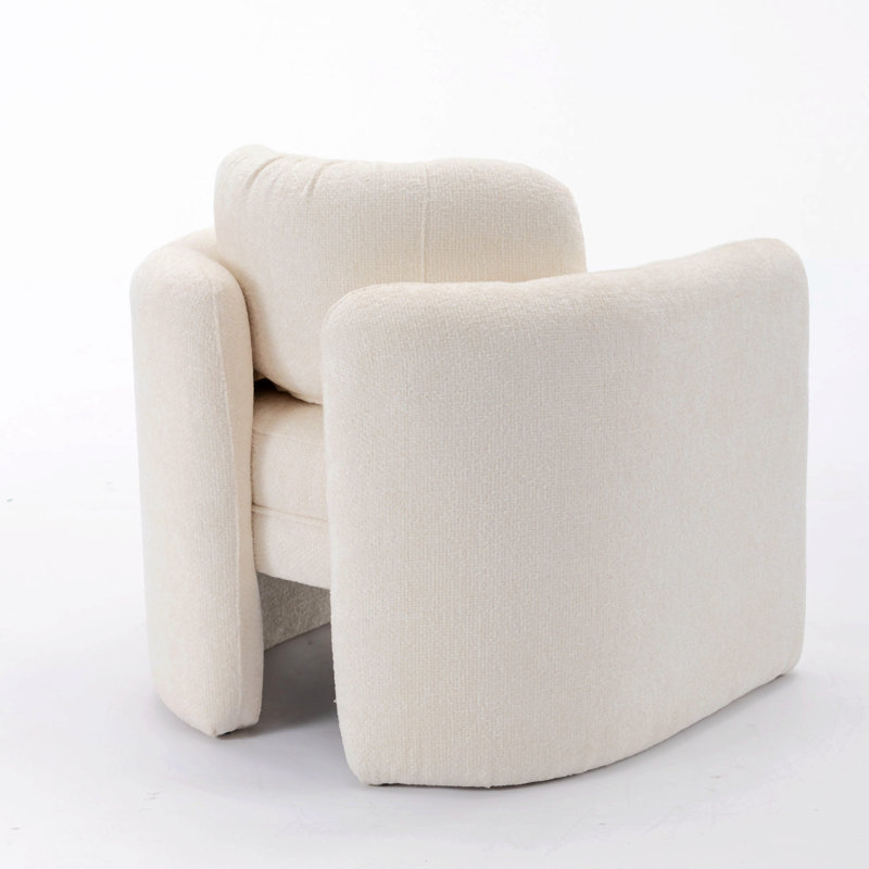 Chaise d'appoint rembourrée Kippar, chaise d'appoint, chaise de salon, chaise de chambre , Lin ivoire