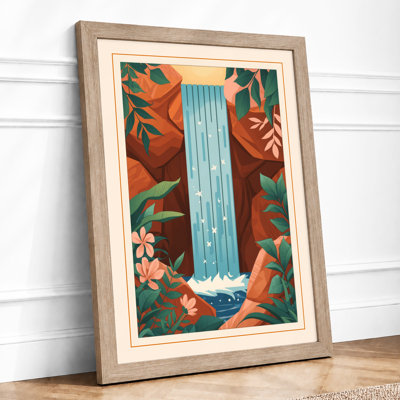 Waterfall Among Flowers Art Deco - Print