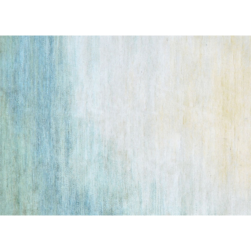 Hand Knotted Abstract Area Rug in Beige/Green, Rectangle 9' x 12'