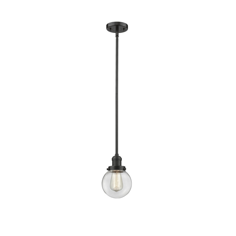 Luminaire suspendu sphère 1 lumière Zarmayr, Ampoule non incluse, Transparent, Bronze huilé