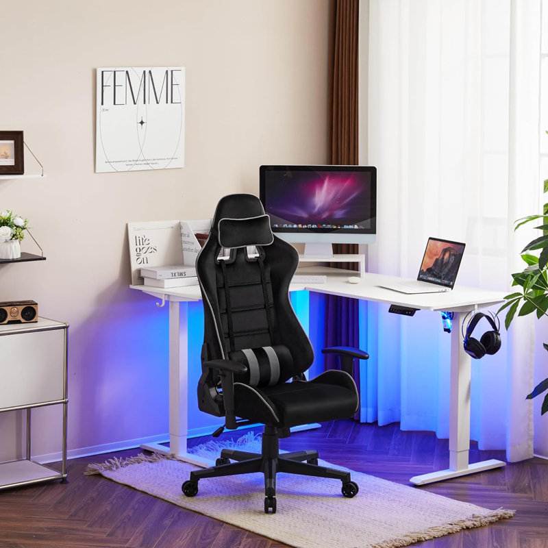 Inbox Zero Adjustable Reclining Ergonomic Swiveling PC & Racing Game Chair