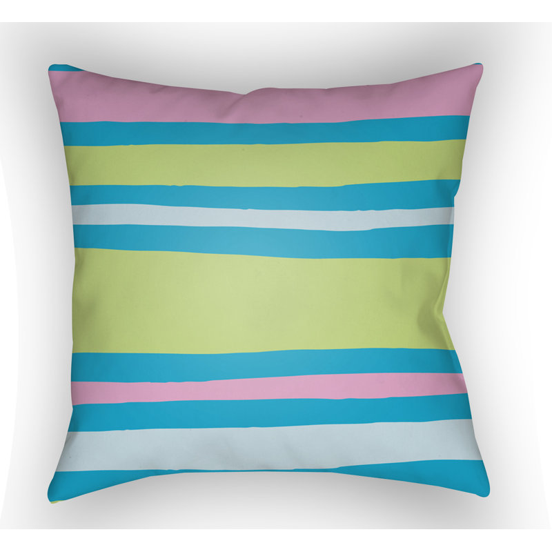 Littles Striped Throw Pillow, 18" H x 18" W x 4" D, Turquoise/Lime