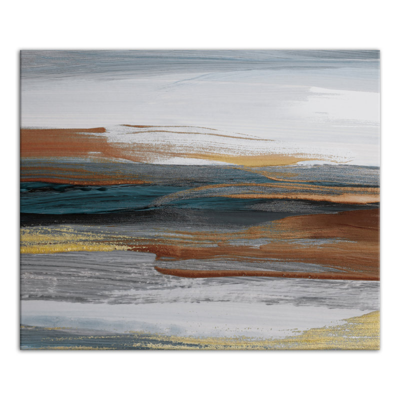 Impression sur toile marine et rouille, H 20 po x l 24 po
