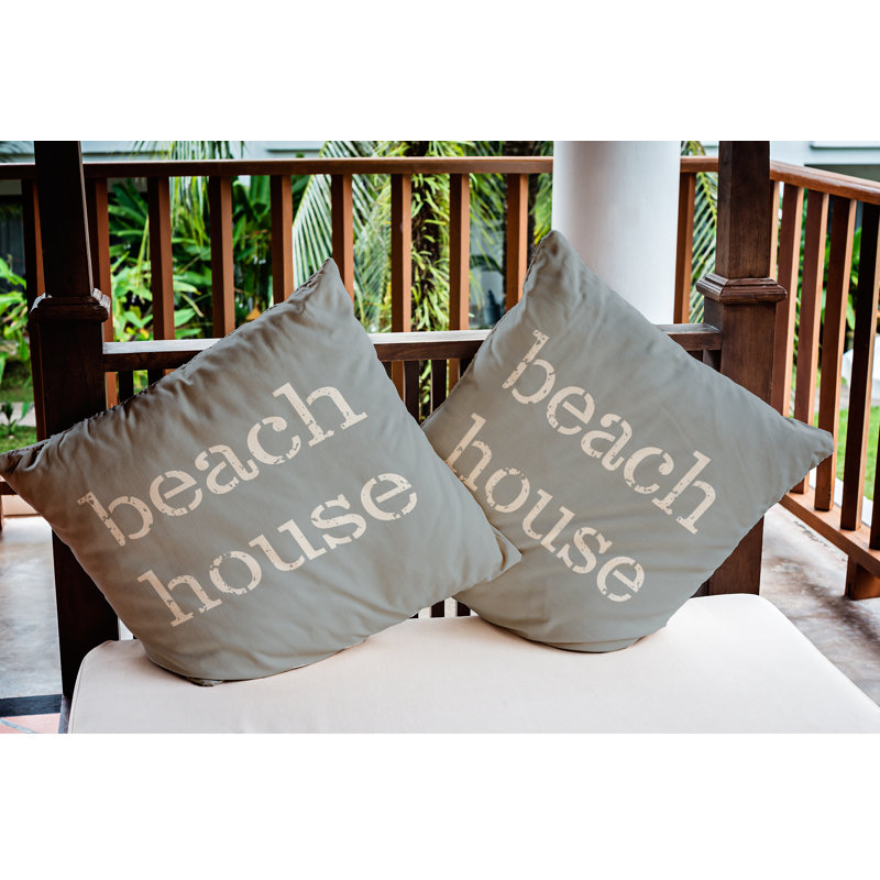 Housse et coussin d'extérieur Beach House, 20 po x 20 po, Joli gris