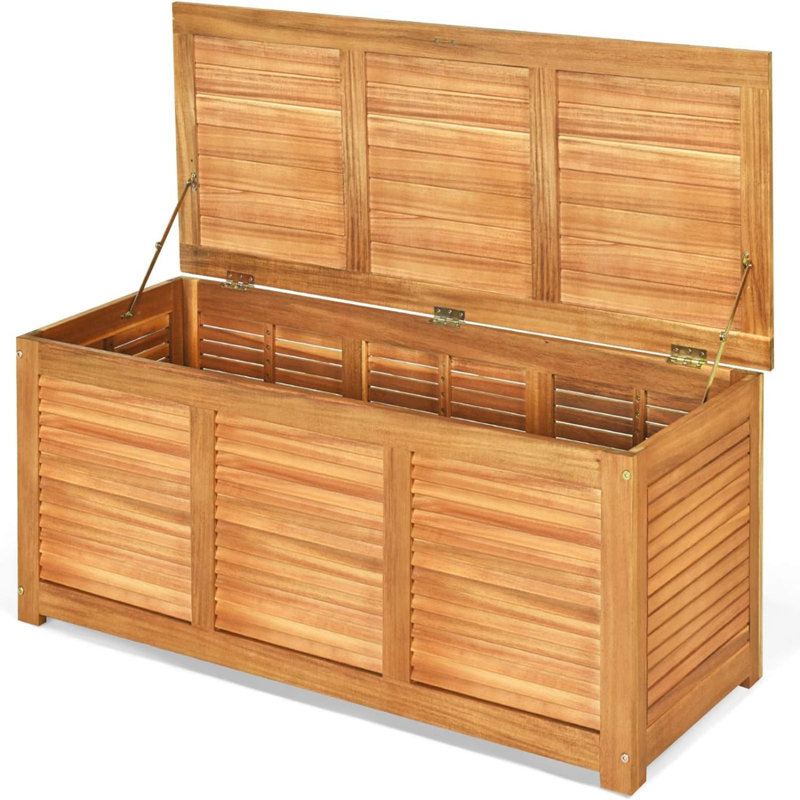 Natural Acacia Wood 47 Gallon Deck Storage Bench