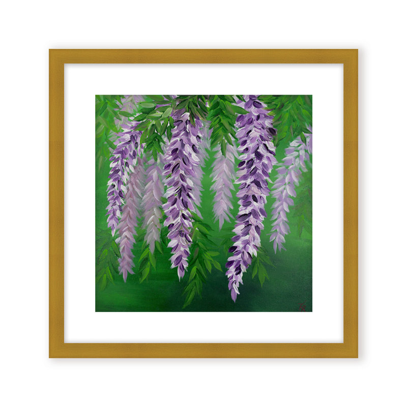 Nature Inspired "Floral Drapes" Canvas Wall Art By , 20" H x 20" W x 1.125" D, Framed Matted Print, Gold