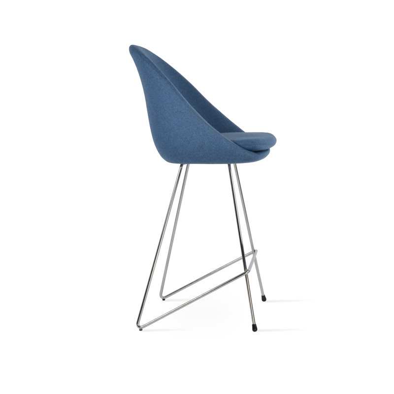 Tabouret de bar et de comptoir Avanos, Tabouret de bar (siège d'une hauteur de 29 po), Bleu pétrole, Chrome