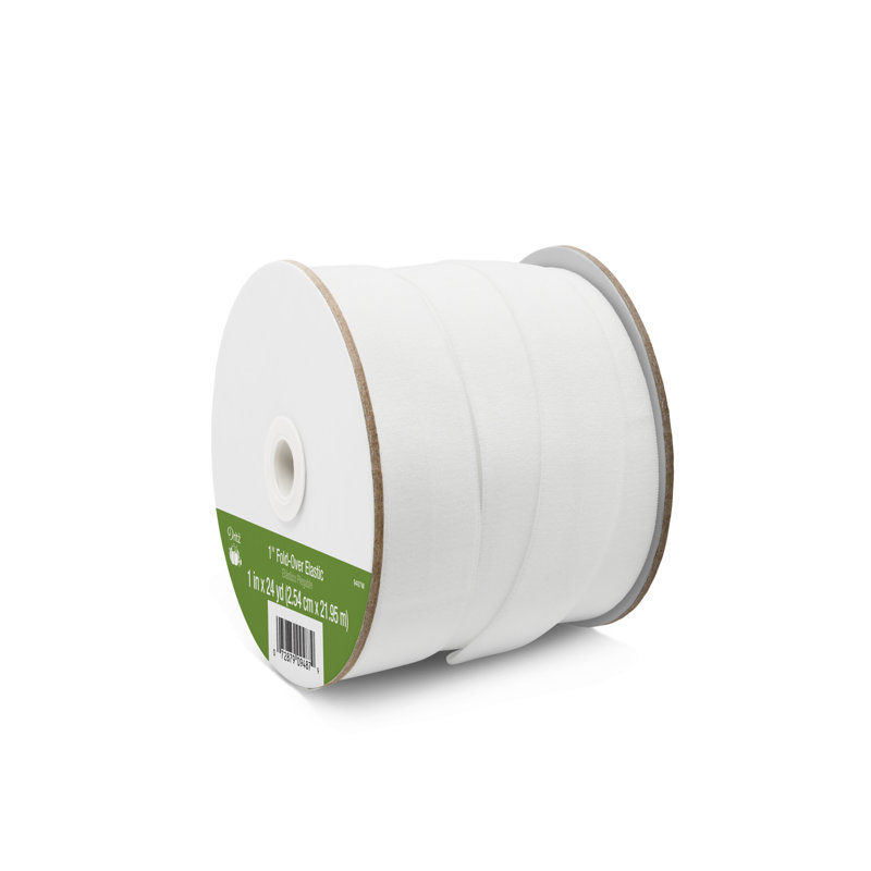 Dritz 1" Fold-Over Elastic, White, 24 yd