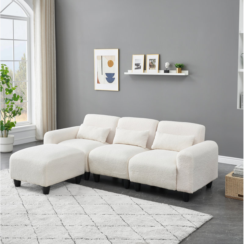 Eibe Upholstered 84.6'' Sofa, Beige Polyester Blend
