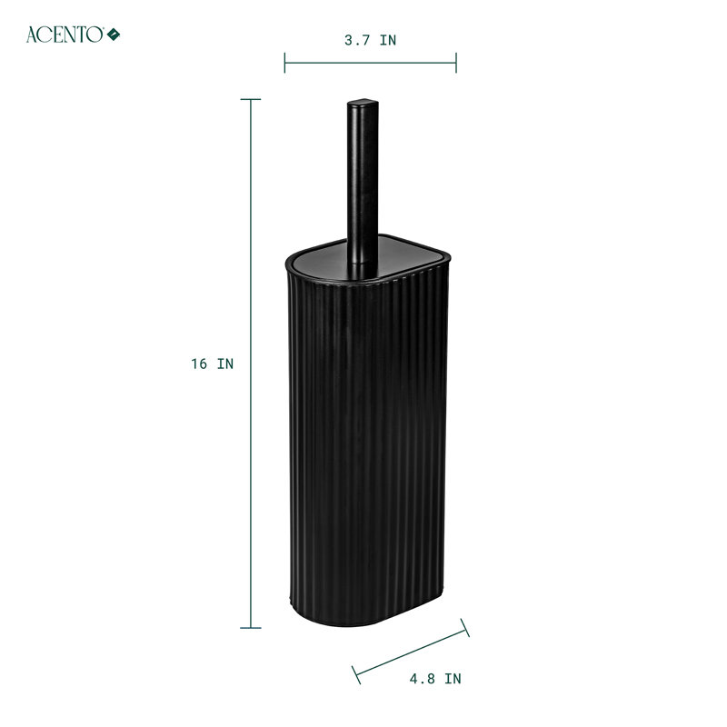 Brosse de toilette en métal et arche Acento avec doublure amovible et base lestée, mat et noir, Noir mat côtelé / or