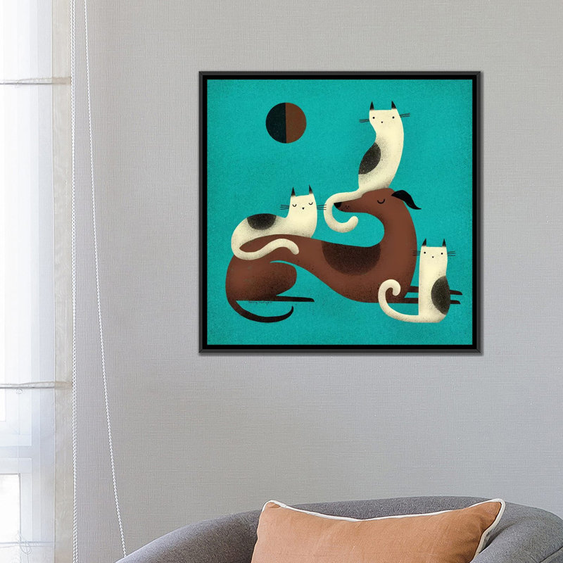 « lévrier perchoir », reproduction sur toile tendue Terry Runyan, H 18 po x l 18 po x P 1,5 po, Toile avec cadre noir