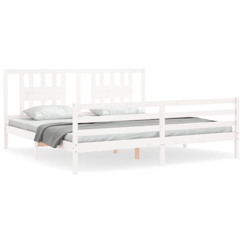 Bed Frame with Headboard, Grey, 200 x 200cm