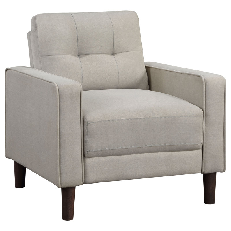 Fauteuil d'appoint capitonné Bowen Beige, Polyester beige