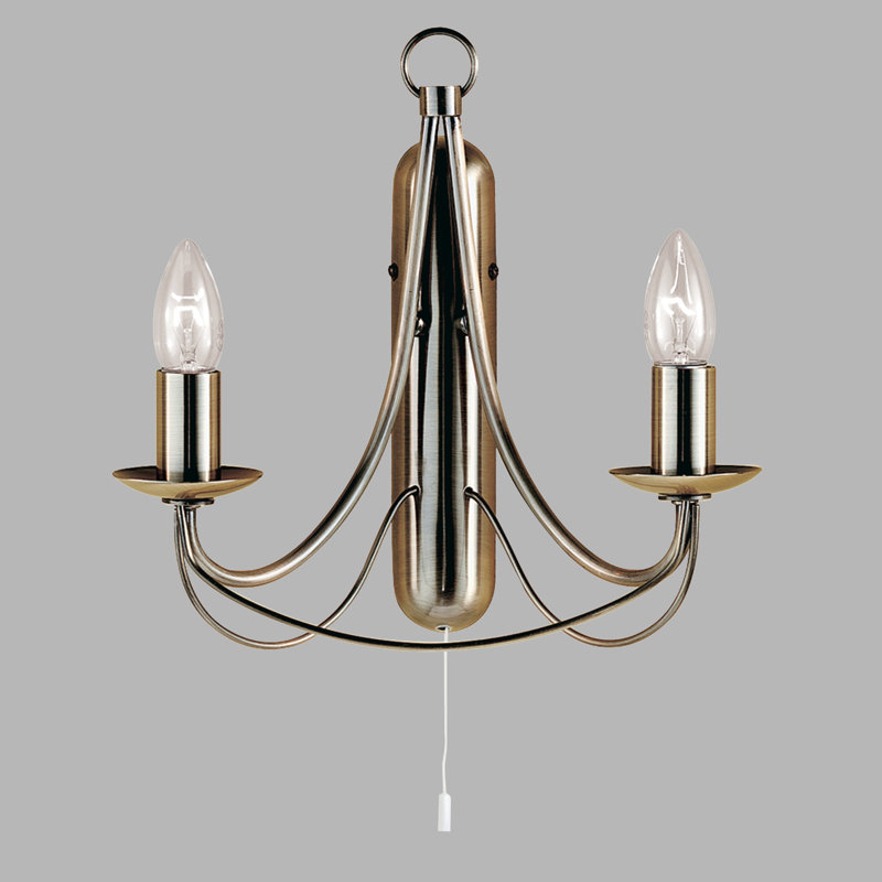 Arness Candle Wall Light, Antique Brass
