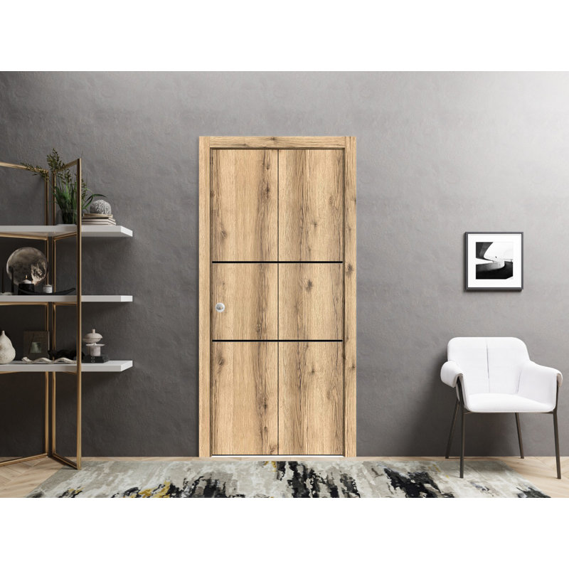 Porte pliante en bois massif massif, Chêne, 48 po x 96 po