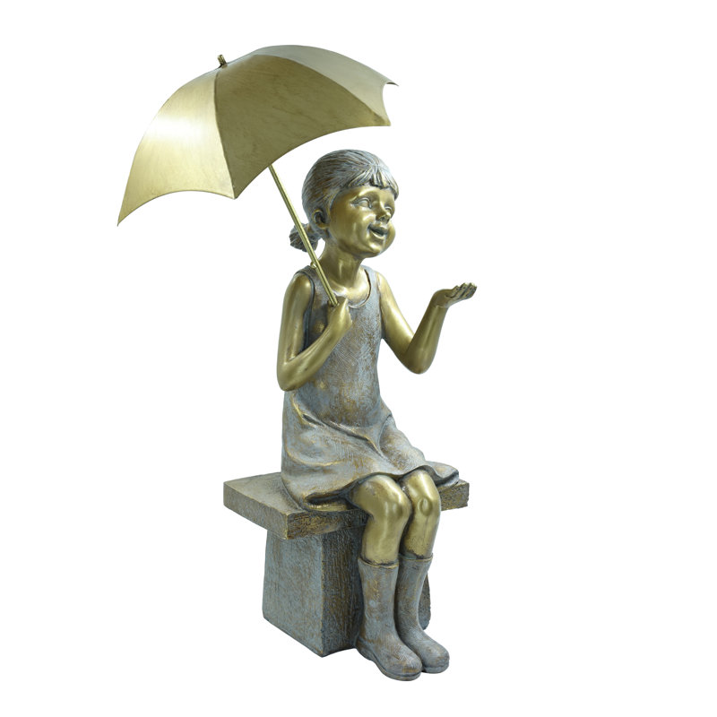 Statue de fille avec parasol