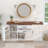 63" Farmhouse Barn Door Storage Cabinet with 2 Drawers and Door Rack, Buffet Coffee Bar Cabinet with Adjustable Shelves-129098866