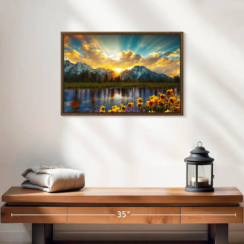 Grand Teton, 19 po x 13 po, Cadre flottant noyer