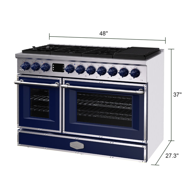 Akicon Freestanding Gas Cooktop Oven Combo, Features Sealed Burners, Rapid Convection Oven, Convertible Fuel (NG/LP), Durable Cast Iron Grating (CBSCBSB1)