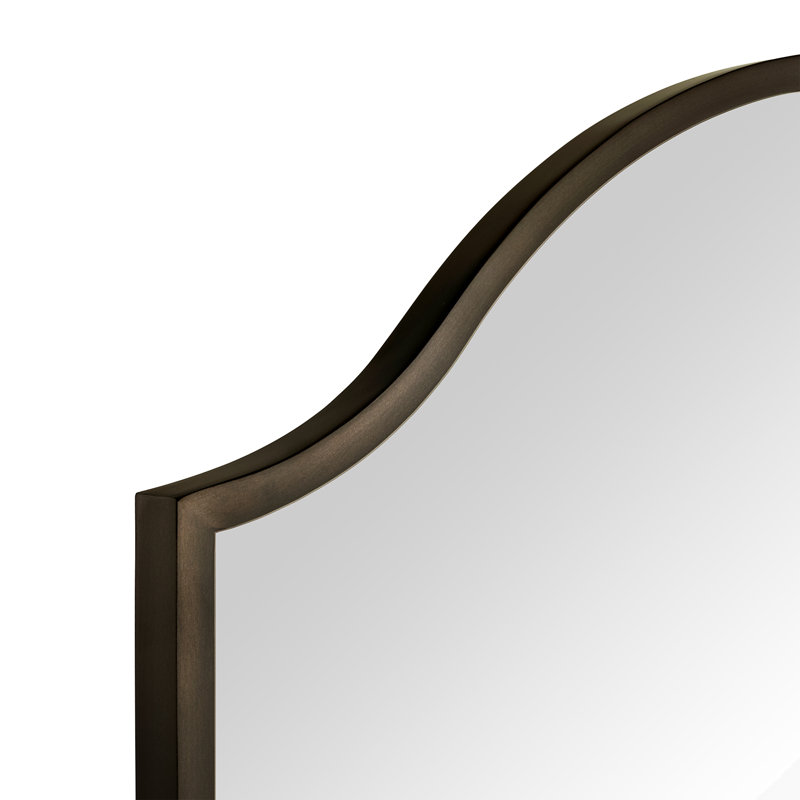 Miroir de salle de bain asymétrique en métal arqué 30 po H x 20 po Faus pour meuble-lavabo, commode, manteau de cheminée ou chambre à coucher