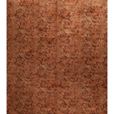 Tapis beige / rouge floral en laine noué à la main 8 pi x 9 pi Floral