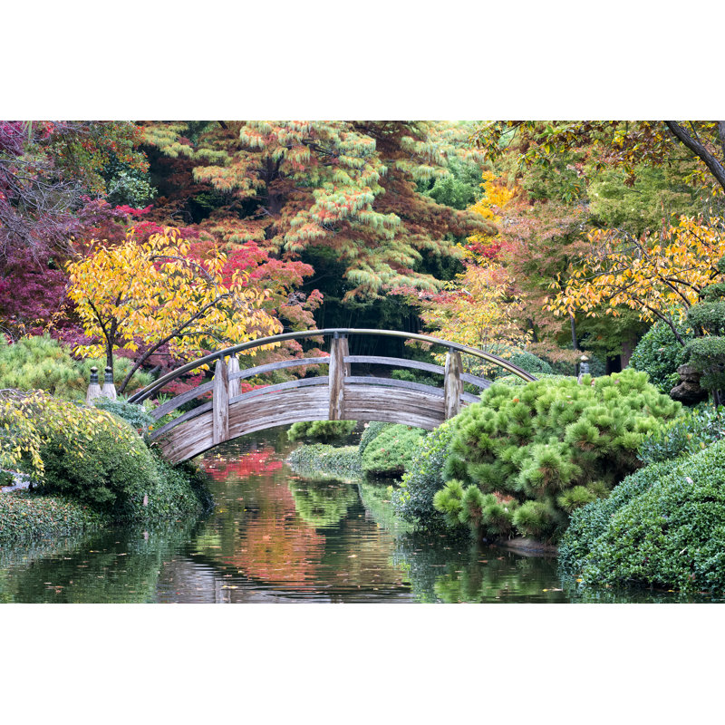 Bridge Over Autumn-Tinged Waters by Dean_Fikar - Wrapped Canvas Print, 30cm H x 46cm W
