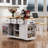 53-Inch Large Kitchen Island with Drop Leaf, Power Outlet, Internal Storage Rack, and 5 Smooth-Rolling Wheels for Versatile Use.-877168801