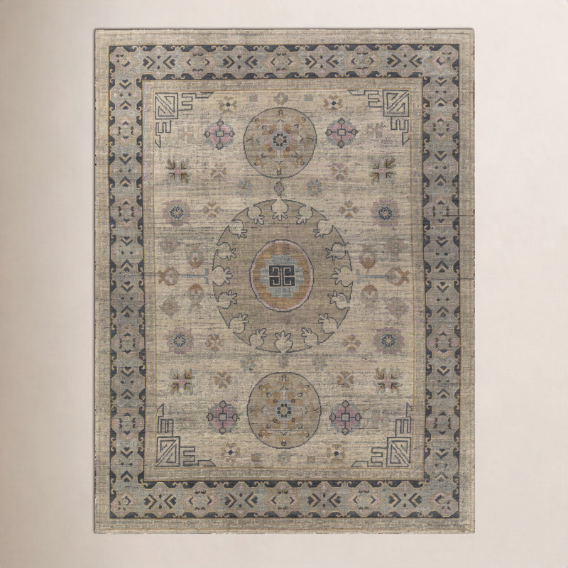 Smyrna Hand Knotted Wool Oriental Area Rug, Rectangle 8' x 10'