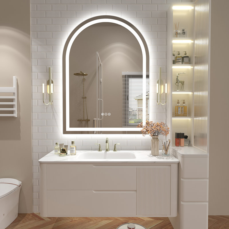 Wayfair Basics® UL Certified LED Anti-Fog Tempered Glass Arch Bathroom/Vanity Mirror , 38" x 28"