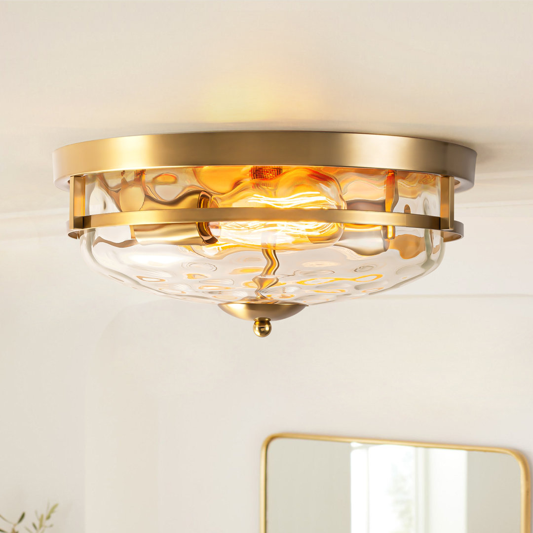 Boatner Flush Mount Ceiling Light With Clear Hammered Glass Beachcrest Home™ Fixture 