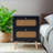 2-Drawer Rattan Nightstand with Solid Wood Legs – Bedroom Storage
